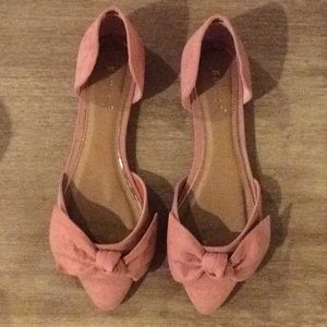 Blush bow tie flats